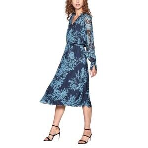 EQUIPMENT Henriette Floral-Print Silk Chiffon Maxi Dress Blue Size 10